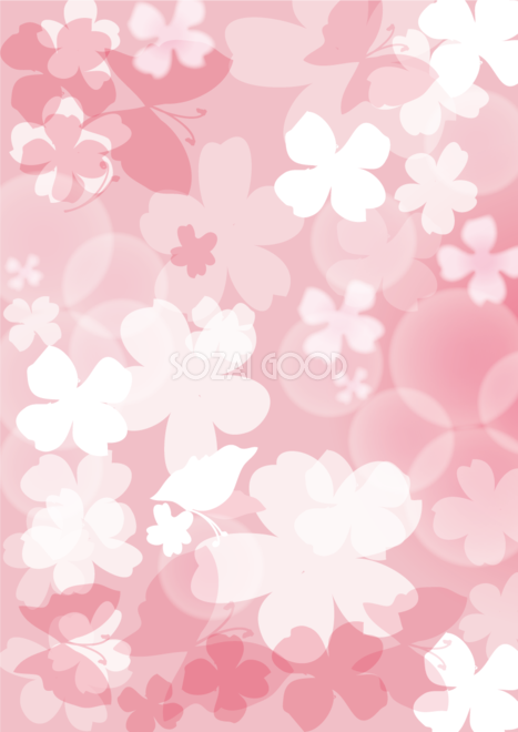 縦のおしゃれ桜大きめの花柄模 背景フリー無料イラスト画像83206