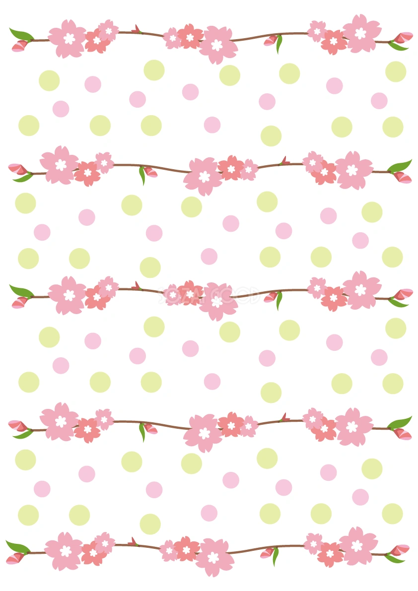 縦のドットラインと枝に咲く桜の背景フリー無料イラスト画像83208