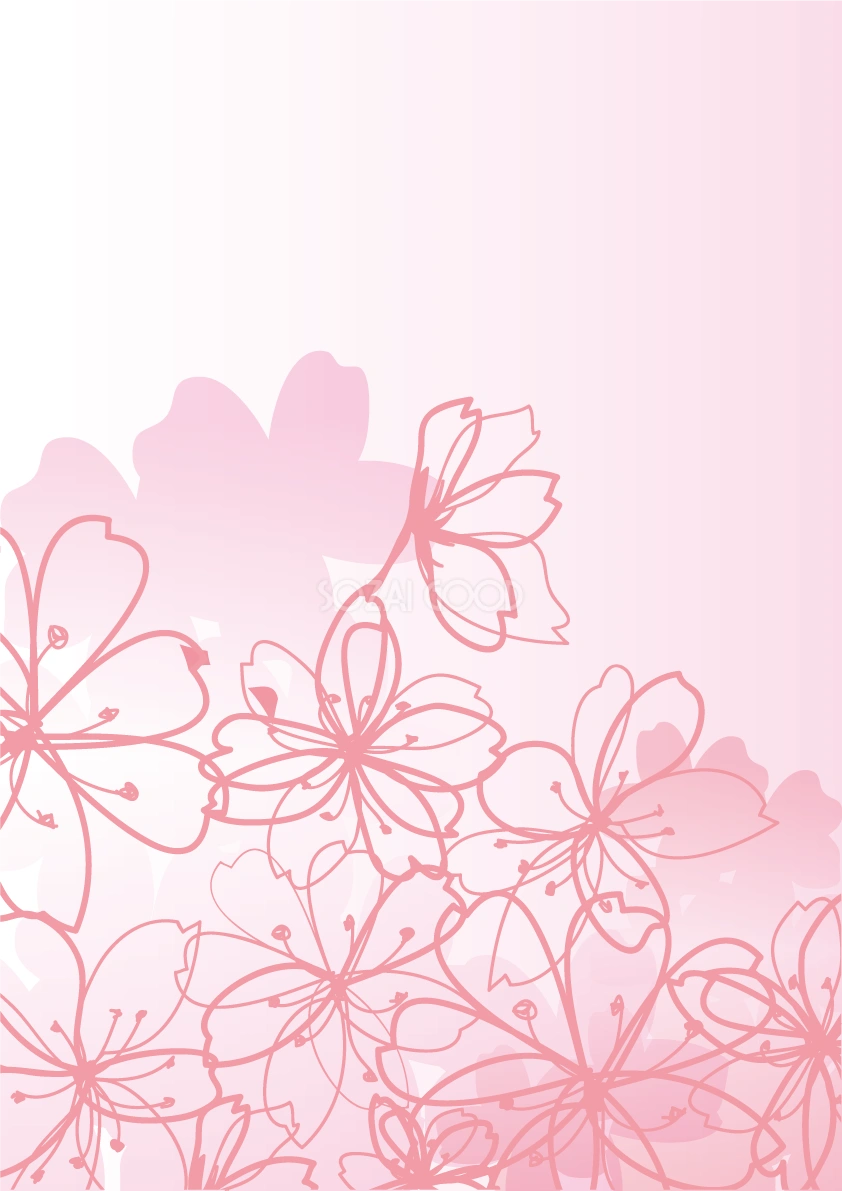 縦の重なり合う桜の花の境界線がオシャレ背景フリー無料イラスト画像83219