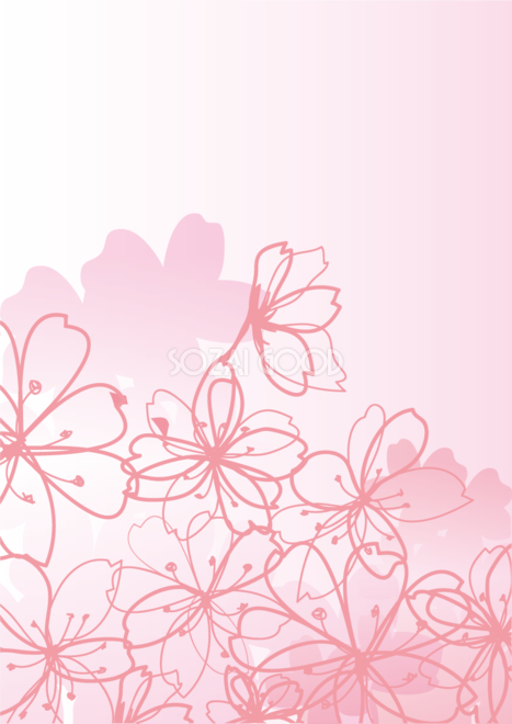 縦の重なり合う桜の花の境界線がオシャレ背景フリー無料イラスト画像