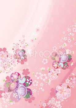 縦の和風(桜)背景フリー無料イラスト画像83224