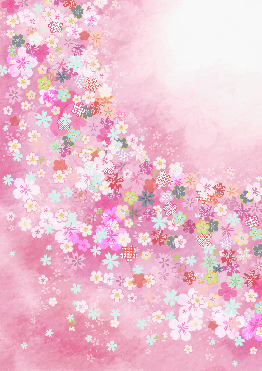 縦の和風(桜サークル)背景フリー無料イラスト画像83225に写真・文字を入れる