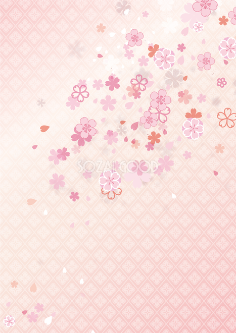 縦の和風柄に散る桜の花びら背景フリー無料イラスト画像228 素材good