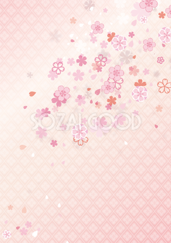 縦の和風柄に散る桜の花びら背景フリー無料イラスト画像83228