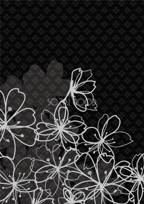 黒背景に描かれた桜の花のイメージデザイン無料フリーイラスト238 素材good