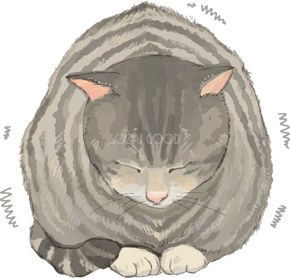猫(トラ柄の雑種ミックス) 震えるリアル無料フリーイラスト83244