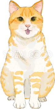 猫(トラ柄の雑種ミックス)の変顔リアル無料フリーイラスト83257