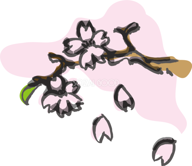 桜の枝の和風 筆描き風 無料イラスト321 素材good