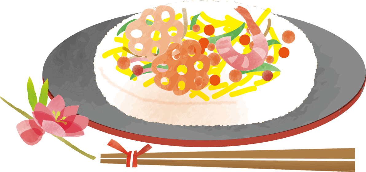 ひな祭りイメージちらし寿司-ひな祭り無料フリーイラスト83331に写真・文字を入れる