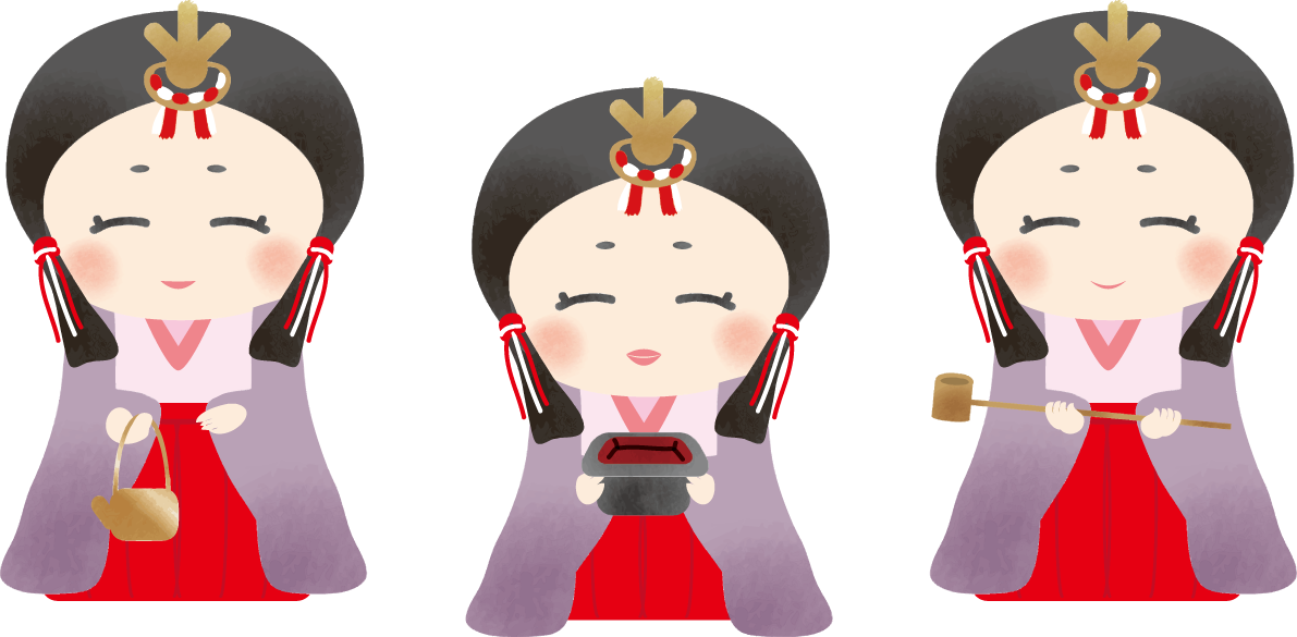 三人官女-ひな祭り無料フリーイラスト83334に写真・文字を入れる