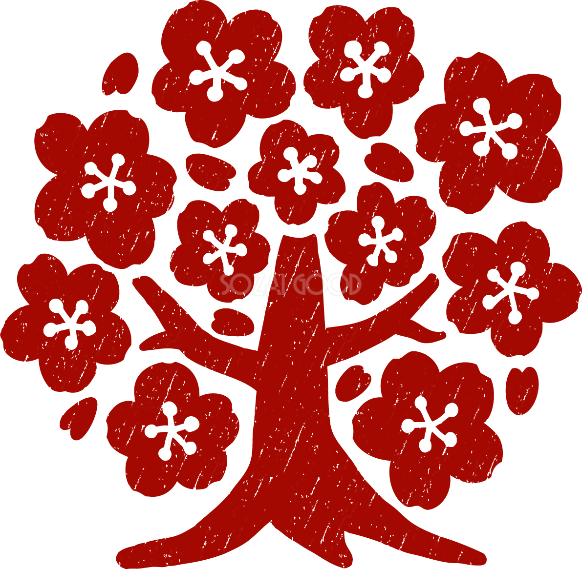 かわいいスタンプ(判子)の桜の花2イラスト無料(フリー)83343