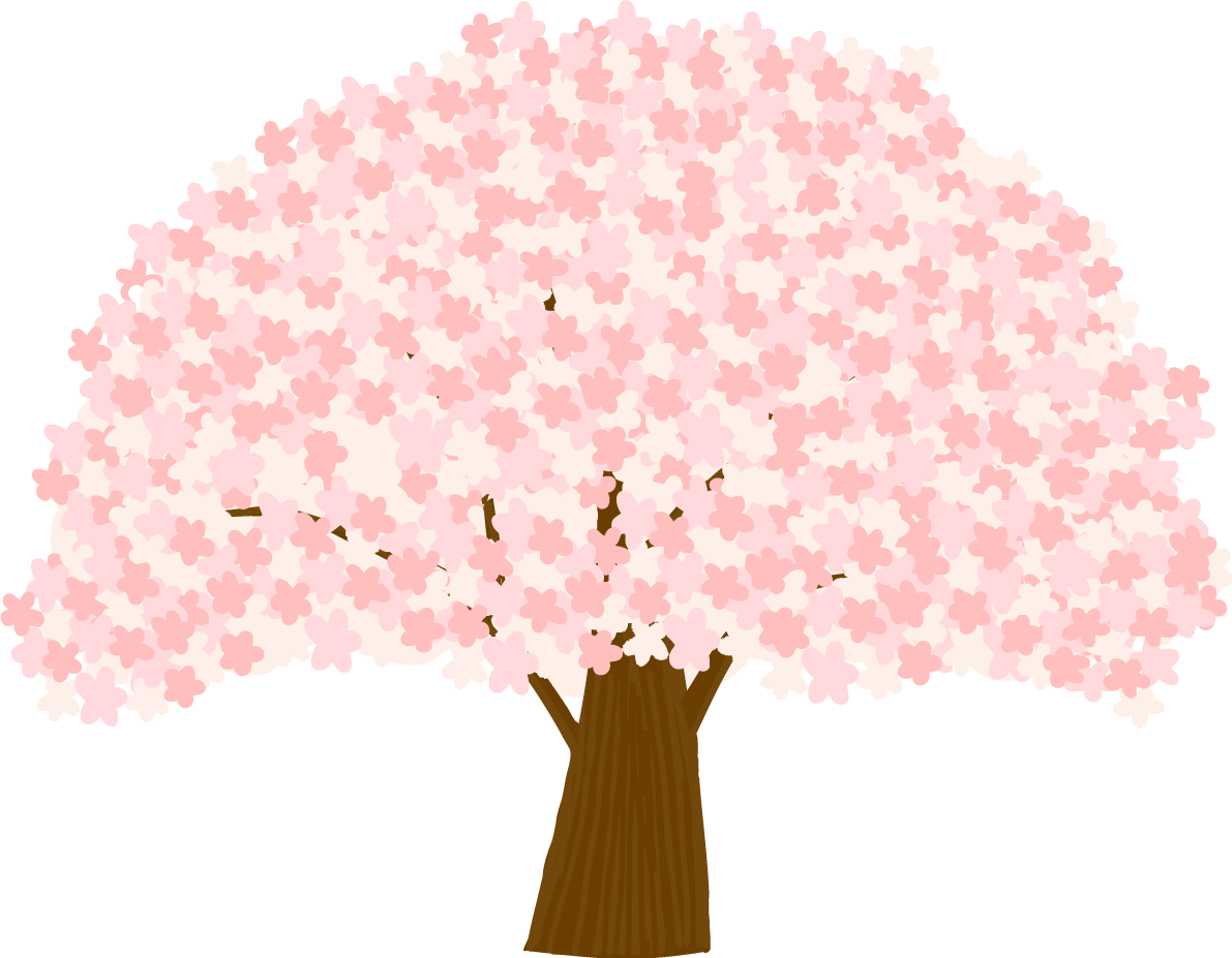 かわいい桜の樹齢100年の一本の大木イラスト無料(フリー) のコピー83345に写真・文字を入れる