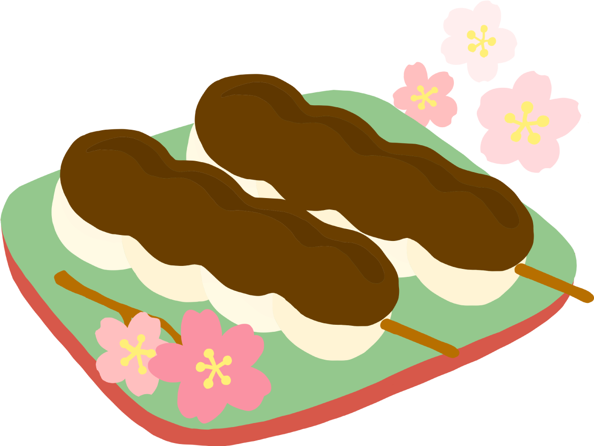 かわいい満開の桜とあんこ団子(和菓子)イラスト無料(フリー)83371に写真・文字を入れる