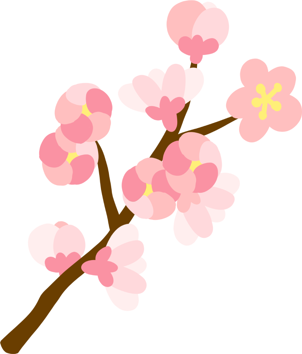 かわいい桜の枝に花が開きかけているの蕾の開花イラスト無料(フリー)83383に写真・文字を入れる
