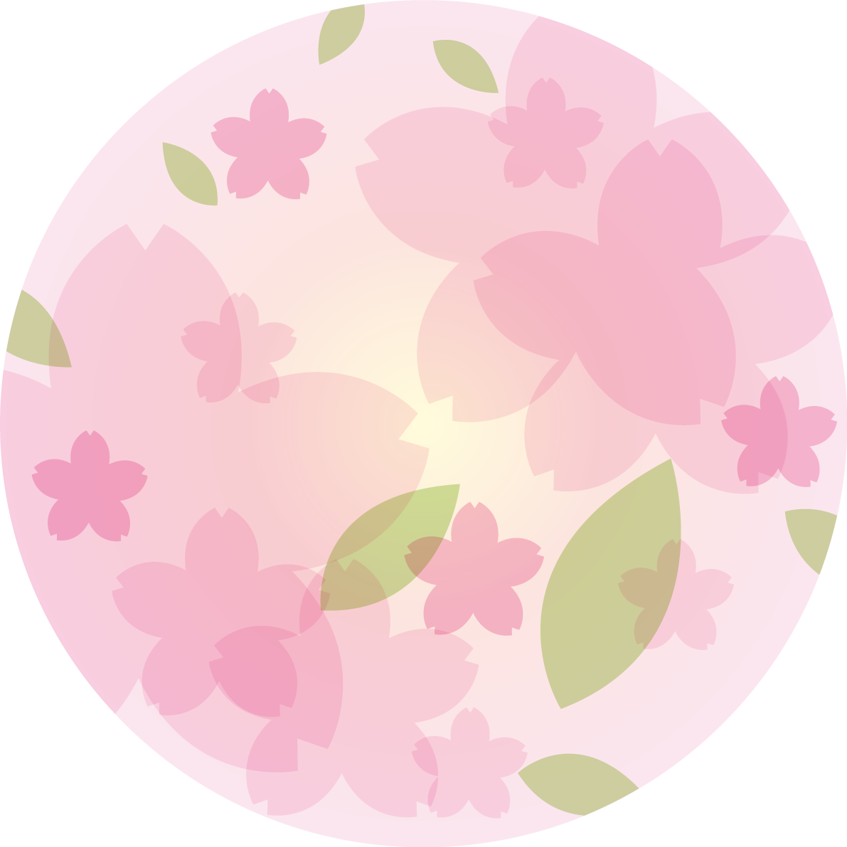 円の中で重なり合う桜イラスト・ワンポイント(フリー)無料83397に写真・文字を入れる