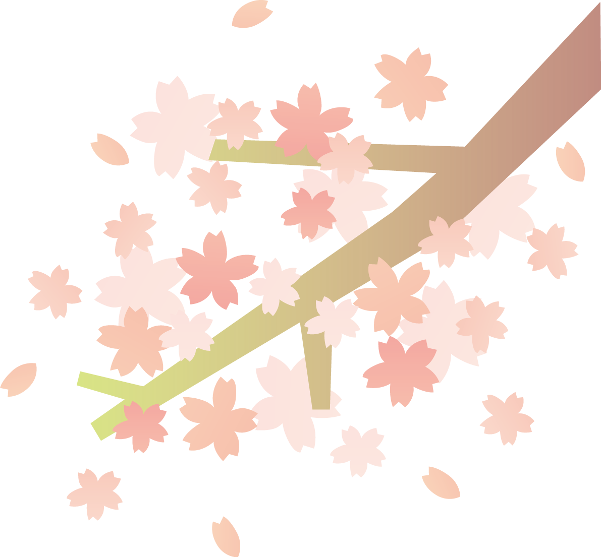 グラデーションの桜の枝イラスト・ワンポイント(フリー)無料83401に写真・文字を入れる