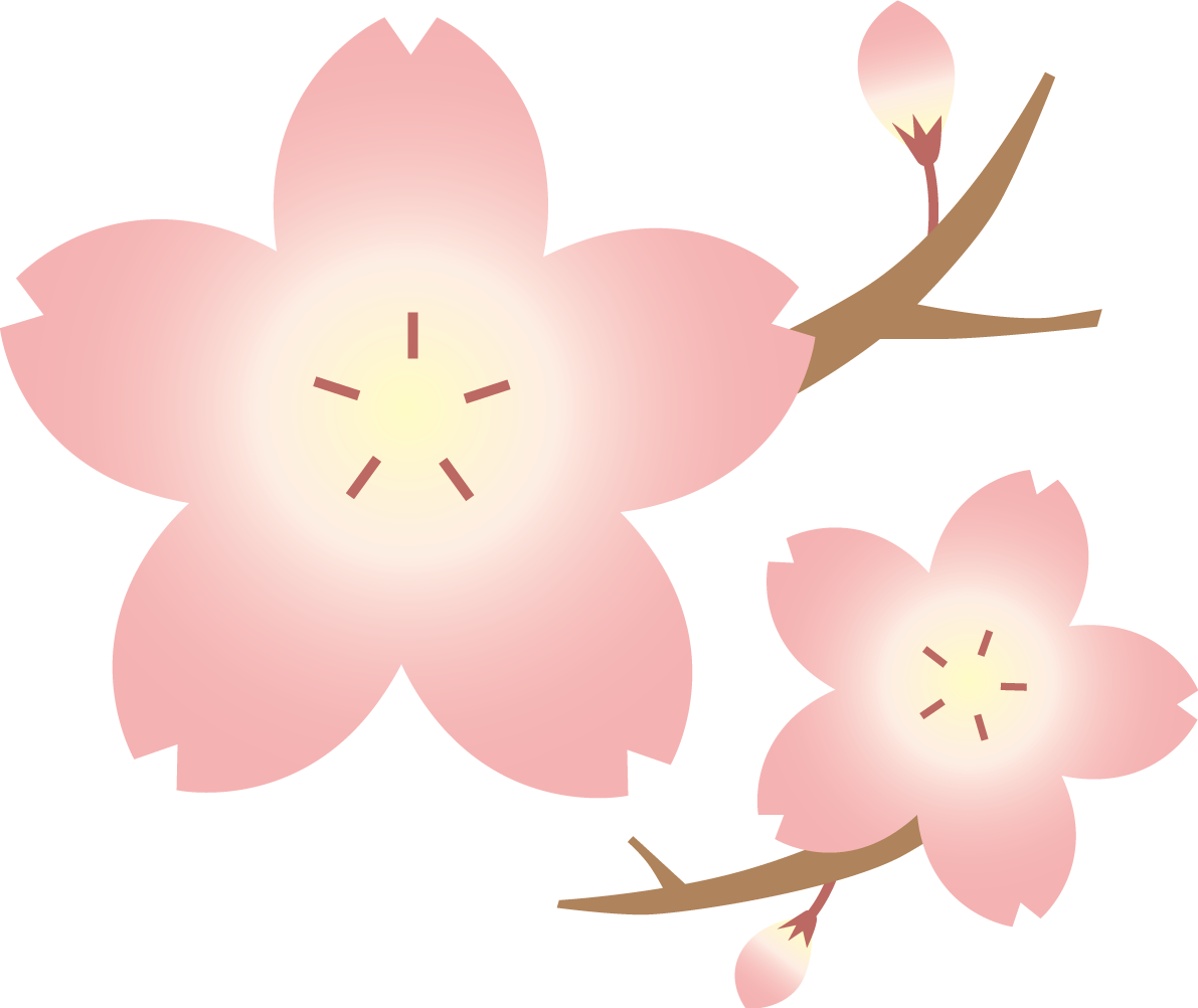 桜と枝とつぼみ開花イラスト・ワンポイント(フリー)無料83402に写真・文字を入れる