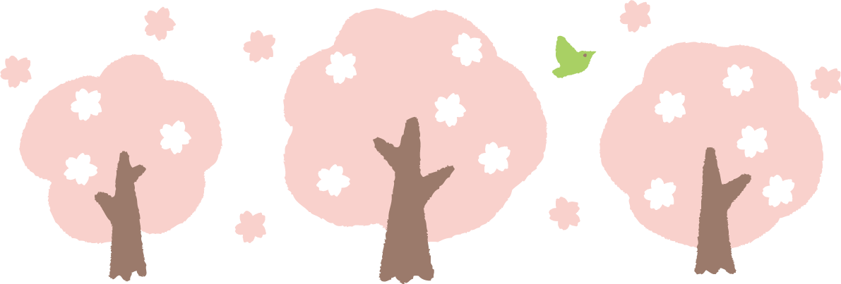 手描きタッチの3本の桜の木イラスト・ワンポイント(フリー)無料83407に写真・文字を入れる