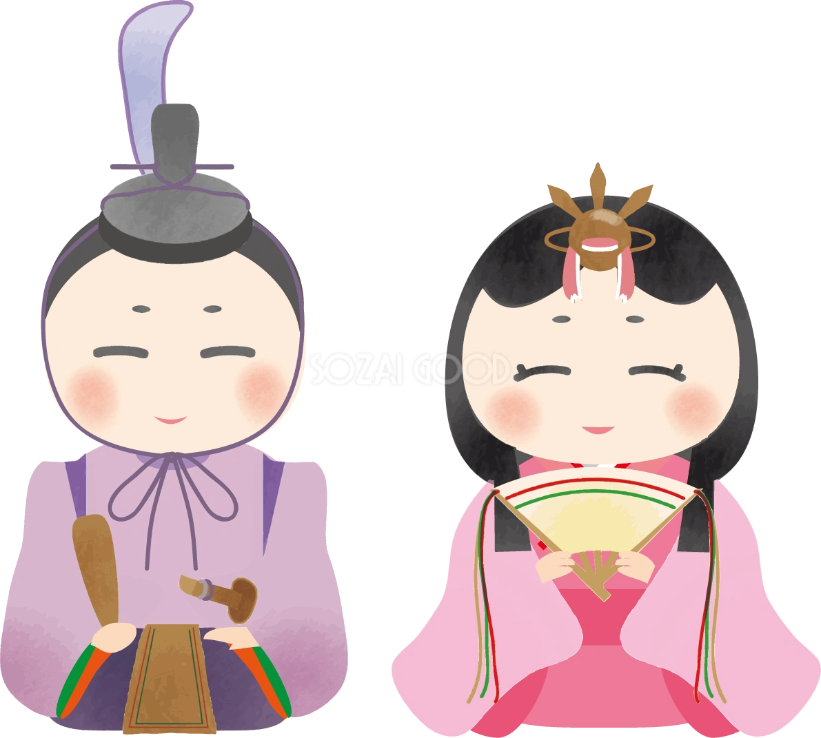 かわいいお内裏様とお雛様-ひな祭りイラスト無料フリー83434