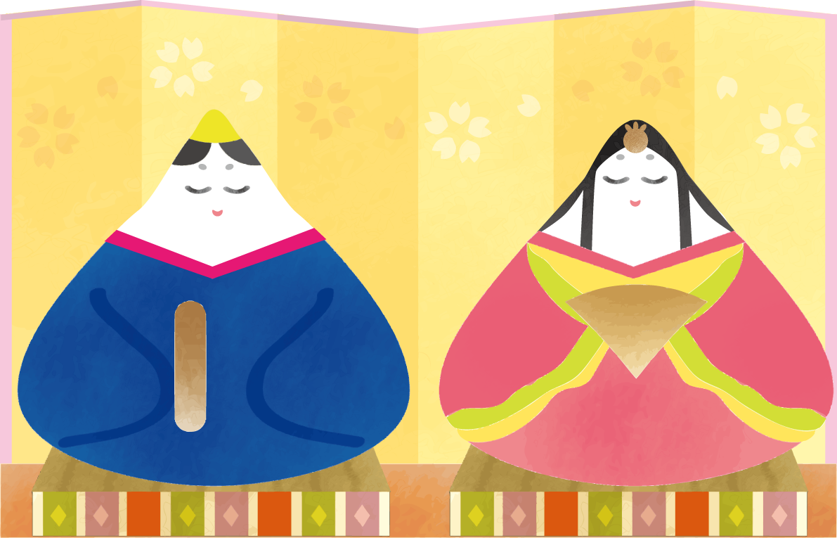 かわいいひな人形-ひな祭りイラスト無料フリー83436に写真・文字を入れる