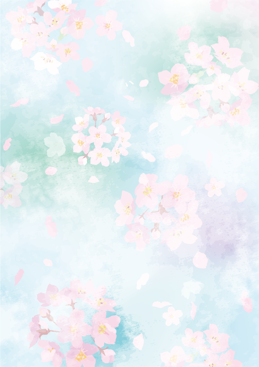 桜の(淡い水彩)大人っぽいタッチの(縦)背景素材おしゃれイラスト無料フリー83475に写真・文字を入れる