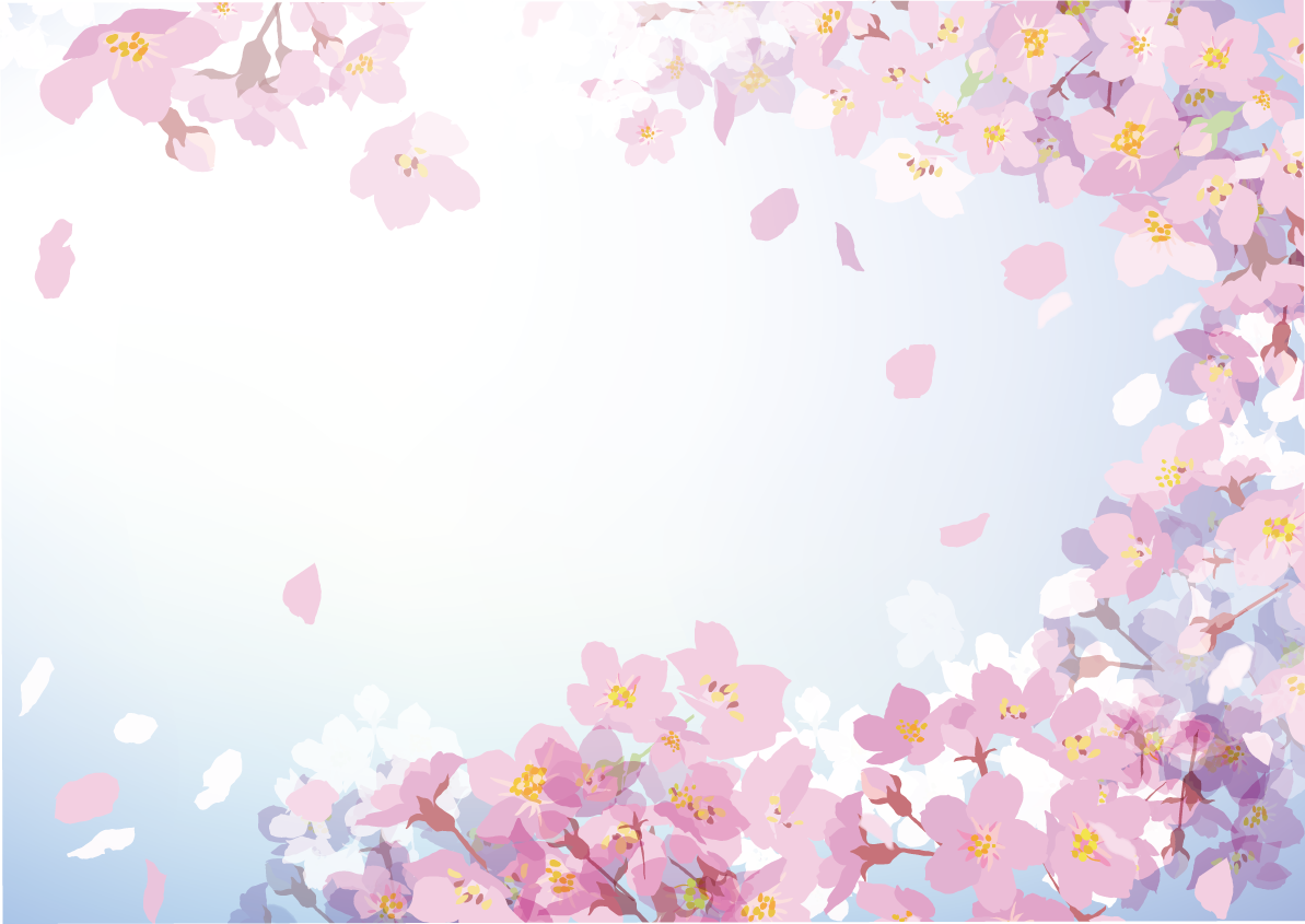 桜が青空の中に咲き大人っぽい背景フリー素材おしゃれイラスト(無料)83476に写真・文字を入れる