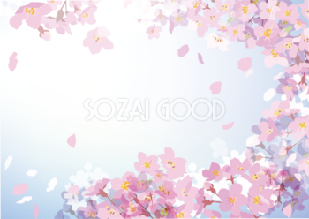 桜が青空の中に咲き大人っぽい背景フリー素材おしゃれイラスト(無料)83476