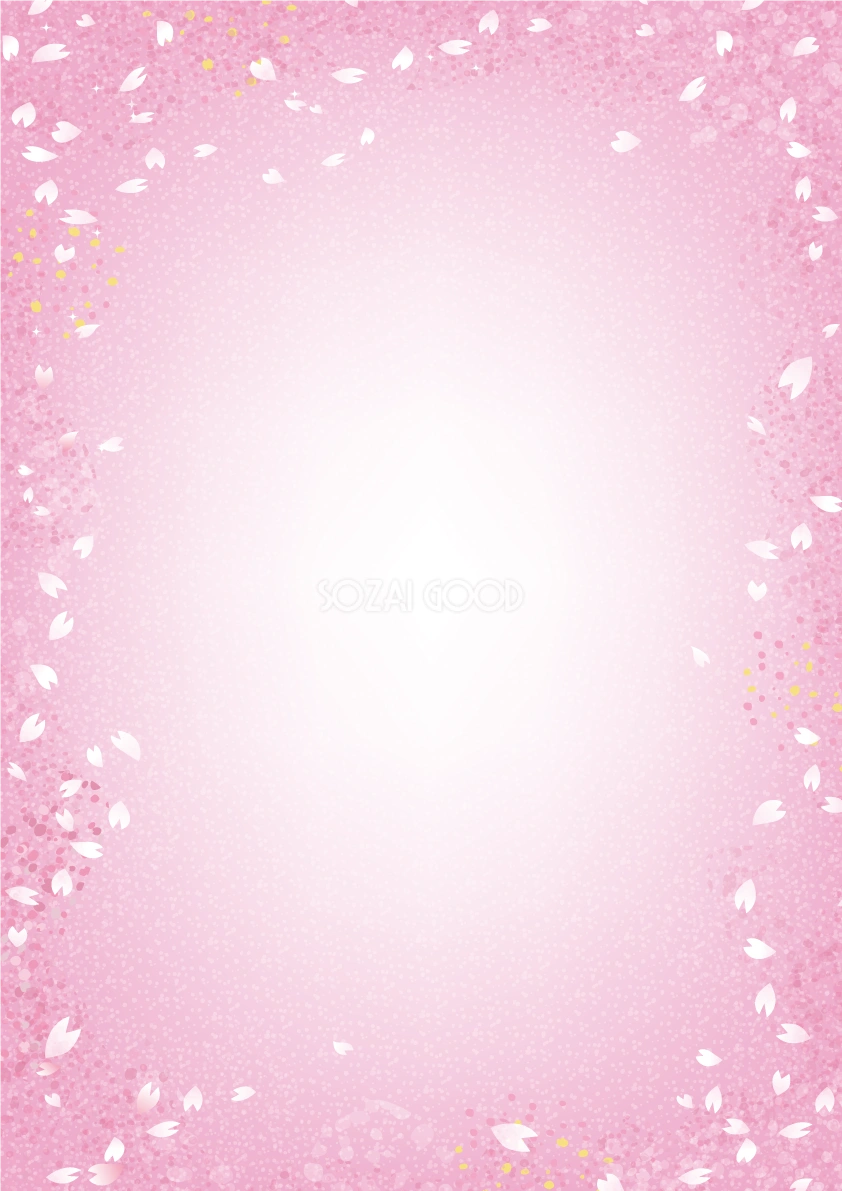 (霞)桜の花びらフレーム枠素材おしゃれイラスト(無料)フリー83480