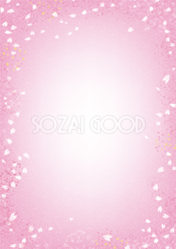 (霞)桜の花びらフレーム枠素材おしゃれイラスト(無料)フリー83480