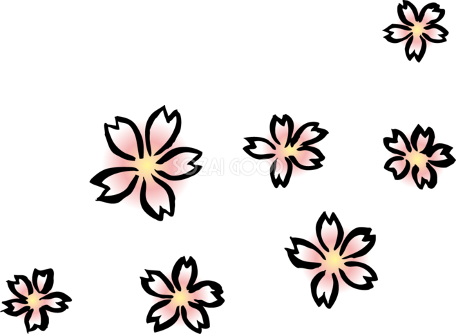 たくさんの桜の花 和風 筆 墨 桜の無料フリーイラスト486 素材good