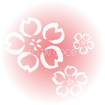 ピンクの光の中に3つの桜 和風(筆 墨)桜の無料フリーイラスト83487