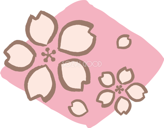ピンクの菱形の中に桜と花びら 和風 筆 墨 桜の無料フリーイラスト4 素材good