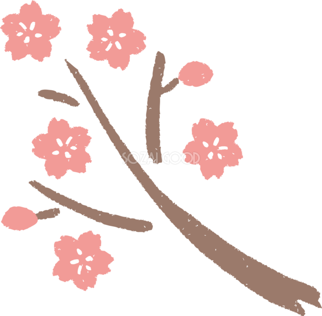 かわいい桜の枝 和風 筆 墨 桜の無料フリーイラスト500 素材good