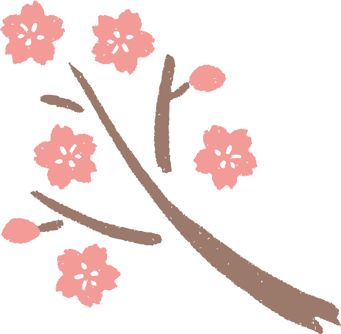 かわいい桜の枝 和風(筆 墨)桜の無料フリーイラスト83500に写真・文字を入れる
