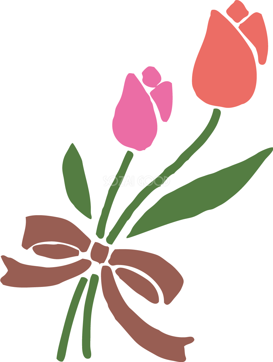 2本のおしゃれチューリップの花束イラスト無料フリー83513