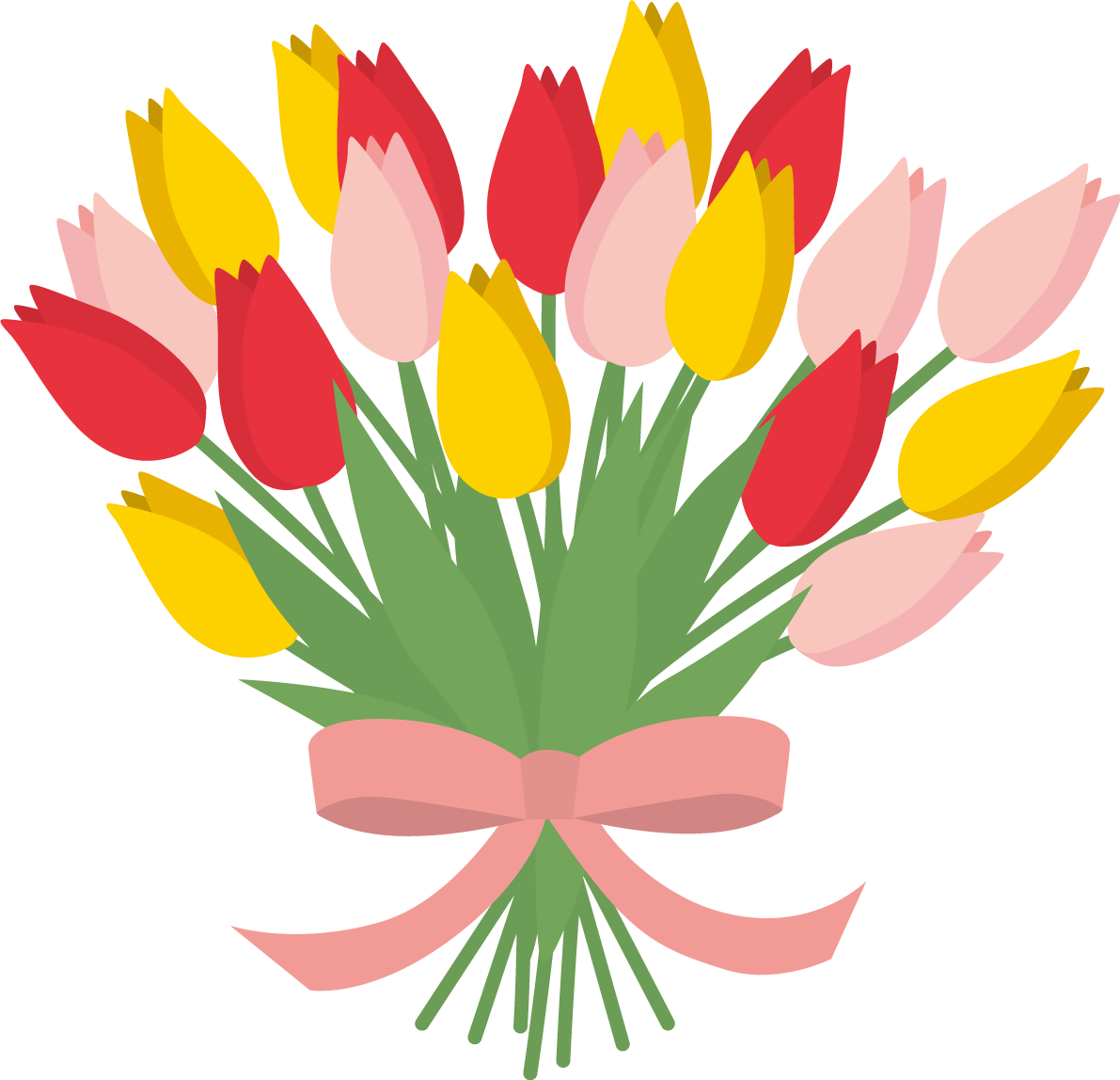 たくさんのおしゃれチューリップの花束イラスト無料フリー83515に写真・文字を入れる