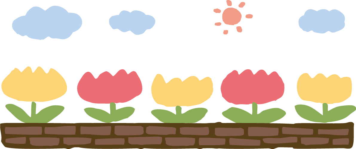 花壇に咲くかわいいチューリップ畑イラスト無料フリー83533に写真・文字を入れる