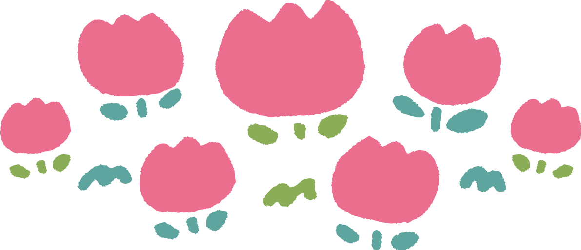 丸いピンクのかわいいチューリップ畑イラスト無料フリー83534に写真・文字を入れる