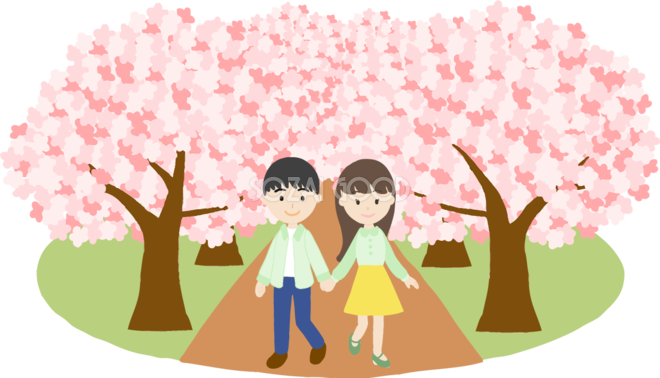 桜並木を恋人 カップル が花見するラスト無料 フリー 5 素材good