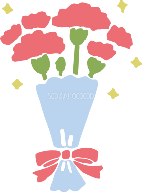 ピンクのかわいい手書き風カーネーションの花束イラスト無料フリー