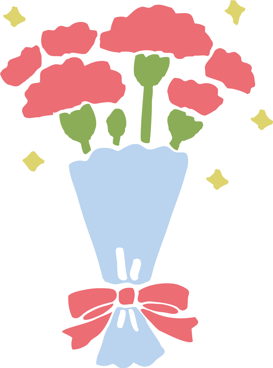 ピンクのかわいい手書き風カーネーションの花束イラスト無料フリー83633に写真・文字を入れる