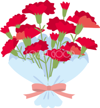 赤いおしゃれカーネーションイラストの大きな花束 無料フリー83648