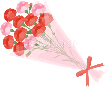 赤とピンク色の豪華な花束カーネーション無料フリーイラスト83681