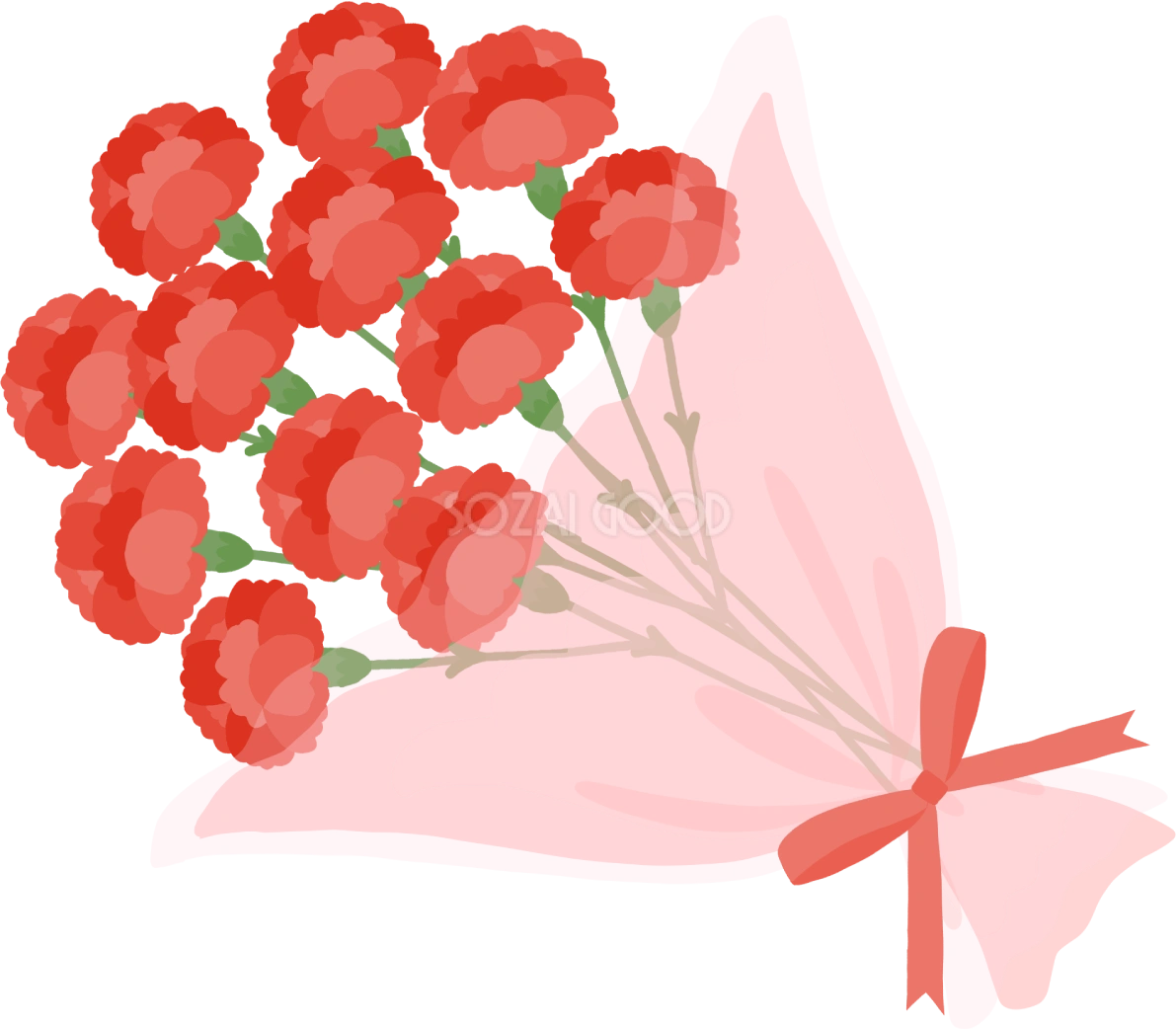 赤色の花束カーネーション無料フリーイラスト83687