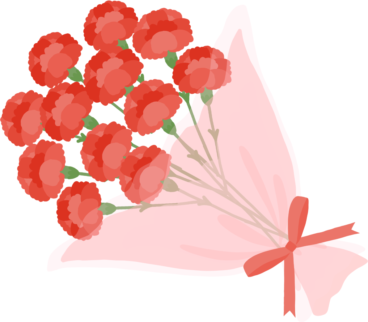 赤色の花束カーネーション無料フリーイラスト83687に写真・文字を入れる