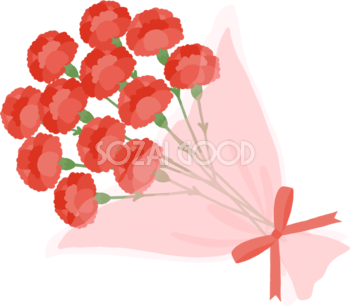 赤色の花束カーネーション無料フリーイラスト83687