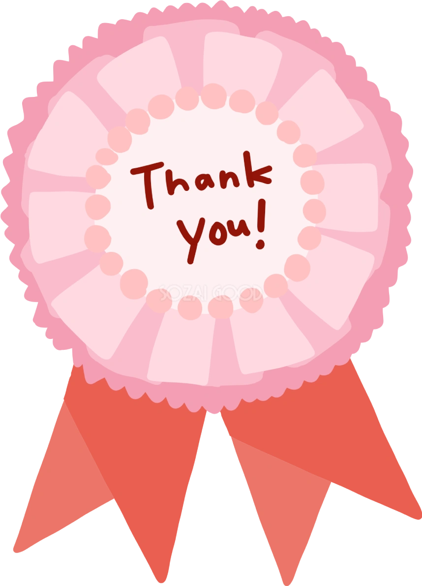 母の日のピンク色カーネーションのロゼット「Thankyou」カーネーションの無料フリーイラスト83719