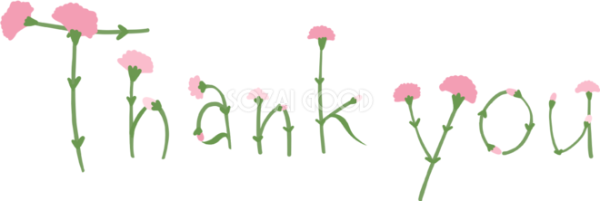 母の日のピンク色カーネーションの花文字 Thankyou カーネーションの無料フリーイラスト7 素材good