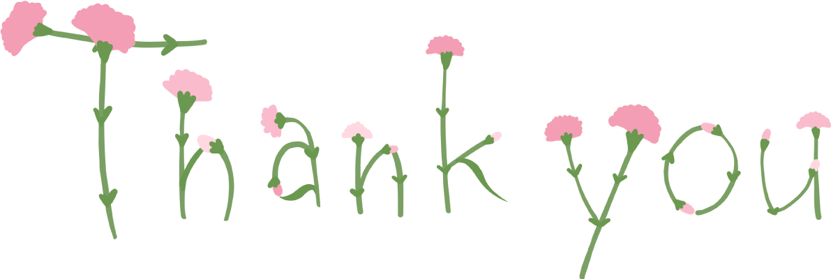 母の日ロゴのピンク色カーネーションの花文字「Thankyou」カーネーションの無料フリーイラスト83720に写真・文字を入れる