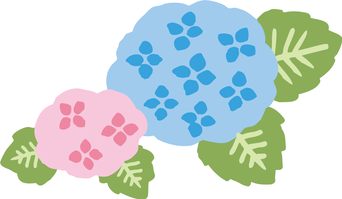ピンクと青のかわいい紫陽花イラスト無料フリー83730に写真・文字を入れる